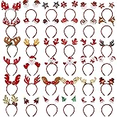 Zhehao 36 Pcs Christmas Headbands Bulk Santa Reindeer Antlers Snowman Santa Hat Headbands for Adults and Cute Xmas Holiday Costume Headwear Accessories Christmas Party Favors