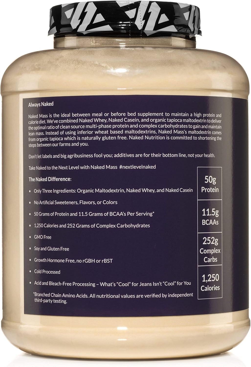 Naked Mass - Natural Weight Gainer Protein Powder - 8lb Bulk, GMO Free, Gluten Free & Soy Free. No Artificial Ingredients - 1,250 Calories - 11 Servings: Health & Personal Care
