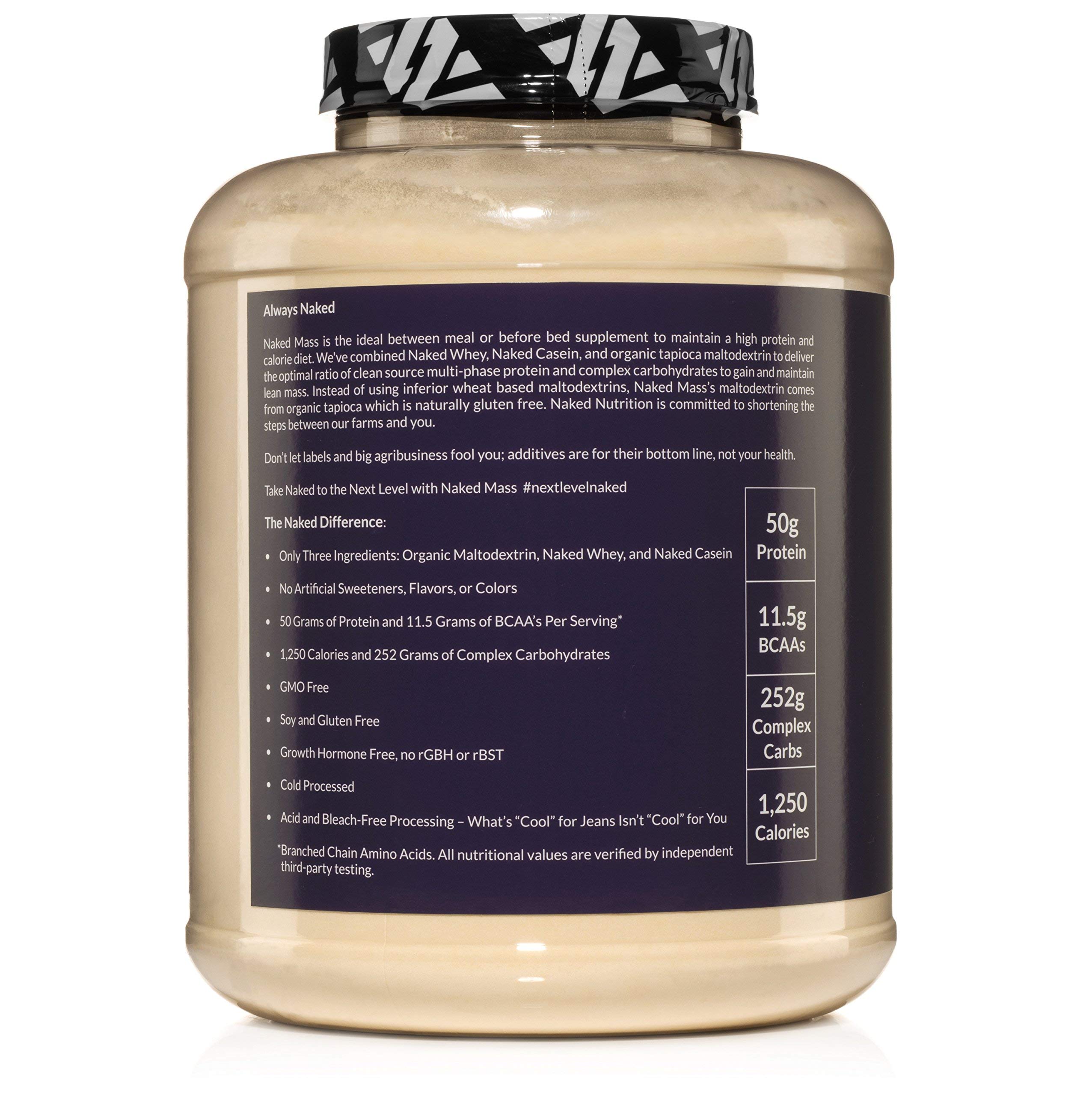 Naked Mass Natural Weight Gainer Protein Powder 8lb Bulk, GMO Free