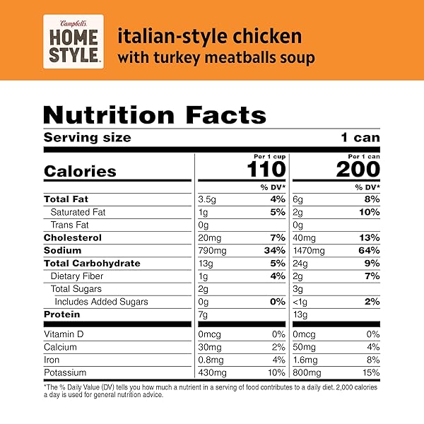 CAMPBELL’S HOMESTYLE ITALIAN-STYLE CHICKEN SOUP WITH TURKEY MEATBALLS, 16.1 OZ CAN