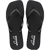 shevalues Slim Square Toe Flip Flops with Comfortable Yoga Mat for Women | Lightweight Non-Slip Rubber Sandals for Beach, Shower, Pool &amp; Summer Casual Wear