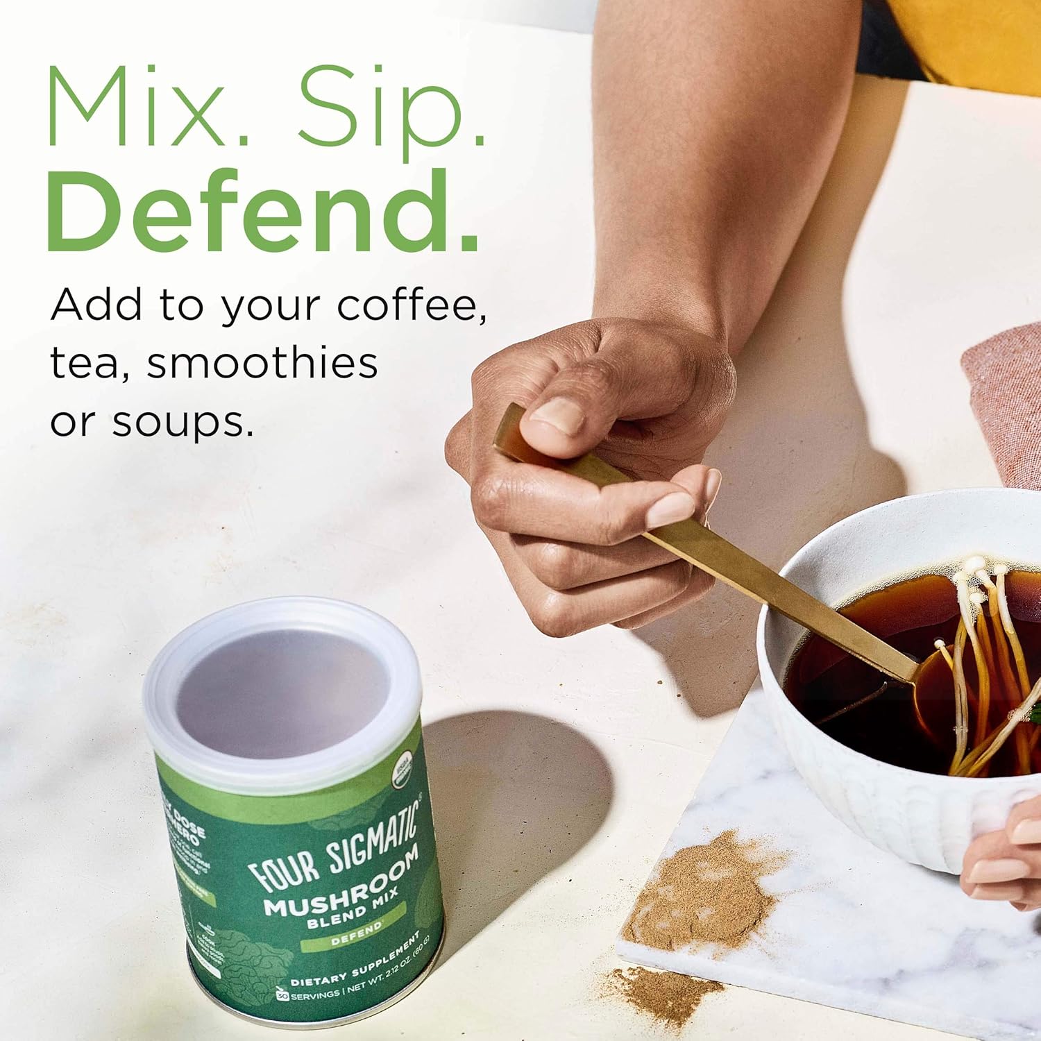 Amazon Com Four Sigmatic Mushroom Blend 10 Mushroom Blend Mix With Lion S Mane Reishi Chaga Cordyceps Enokib Shiitake Immune Focus Support Decaf 30 Servings Grocery Gourmet Food