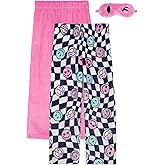 Saint Eve Kids Girls Fuzzy 2 Pack Pajama Pants & Matching Sleep Mask - Super Soft Fleece - Sleep & Lounge PJ Pants for Kids