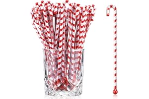 Chengu 100 Pcs Christmas Drink Stirrers Xmas Stir Sticks Bulk Holiday Coffee Stirrers Plastic Swizzle Stick Hot Cocoa Bar Supplies Chocolate Decoration Reusable Cocktail Mixer(Candy Cane)