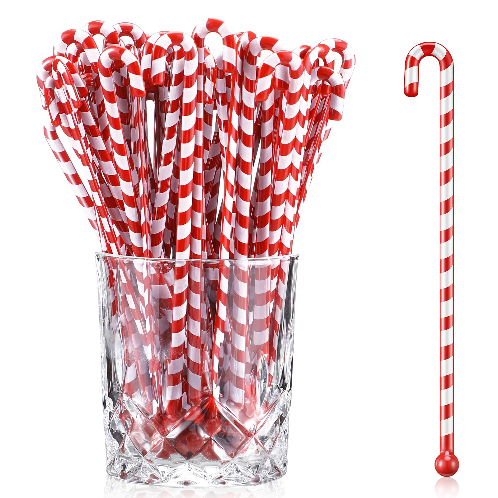 Photo 1 of ***(STOCK PHOT FOR REFERENCE ONLY/ SEE PIC FOR REFERENCE)***Chengu 100 Pcs Winter Drink Stirrers Xmas Stir Sticks Bulk Holiday Coffee Stirrers Plastic Swizzle Stick Hot Cocoa Bar Supplies Chocolate Decoration Reusable Cocktail Mixer(Candy Cane)