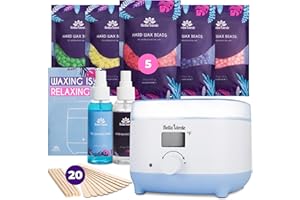 Bella Verde Waxing Kit for Women & Men - Hard Wax Kit for Hair Removal - Wax Warmer for Face, Legs, Eyebrows, Body, Bikini - Home Melter Wax Pot Machine - Hard Wax Beads Kit, Painless All Hair Types
