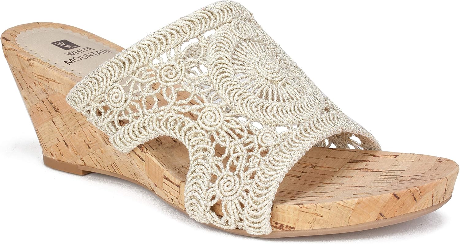 white mountain gold wedge sandals