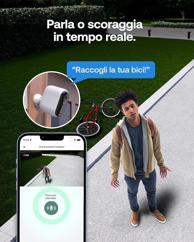 Essential 3 XL Telecamera WiFi Esterno Senza Fili, 2K, Telecamera WiFi Interno, Batteria Da 24 Mesi*, Sirena Allarme Casa, Sensore Di Movimento, Prova Inclusa Secure, 2 Telecamere, Bianche