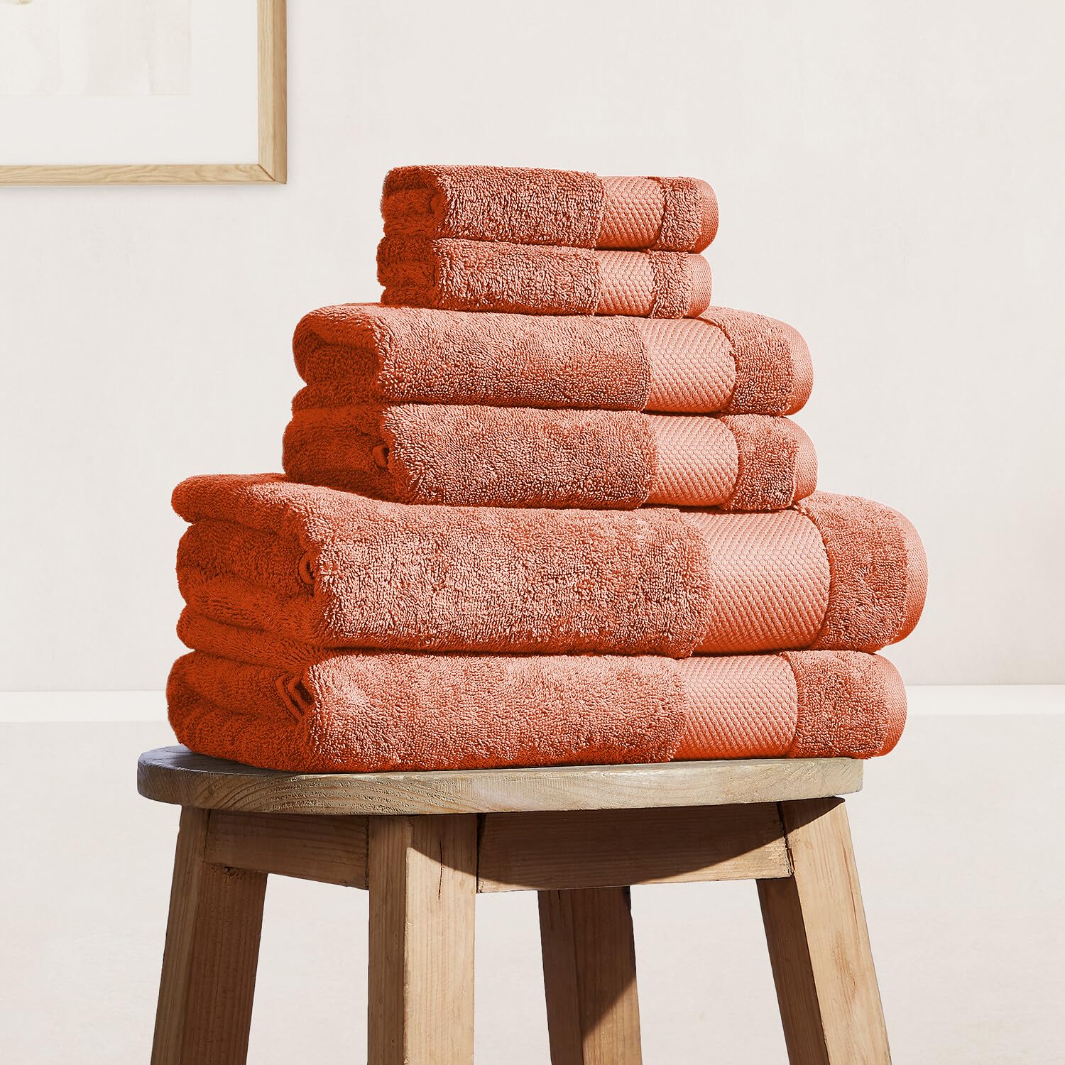 Photo 1 of BIOWEAVES 100% Organic Cotton 700 GSM Plush 6-Piece Premium Towel Set GOTS Certified, 2 Bath Towels, 2 Hand Towels & 2 Washcloths - Burnt Orange