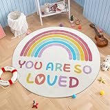 Enyhom 120cm Rainbow Kids Rug Non-slip Fluffy Play Carpet for Girls view 1