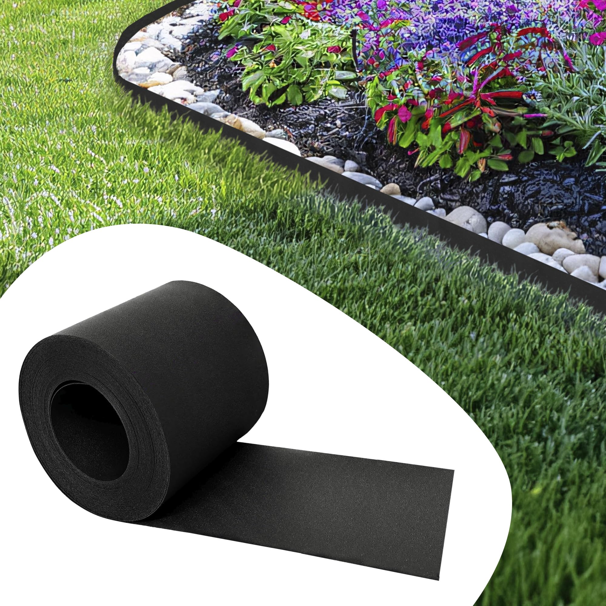GARDENIX Flexible TapeBorder Lawn Edging Plastic Flower Bed Border Length 10 m Height 14 cm Black
