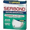 Sea Bond Secure Denture Adhesive Seals, Fresh Mint Uppers, Zinc-Free, All-Day Hold, Mess-Free, 15 Count