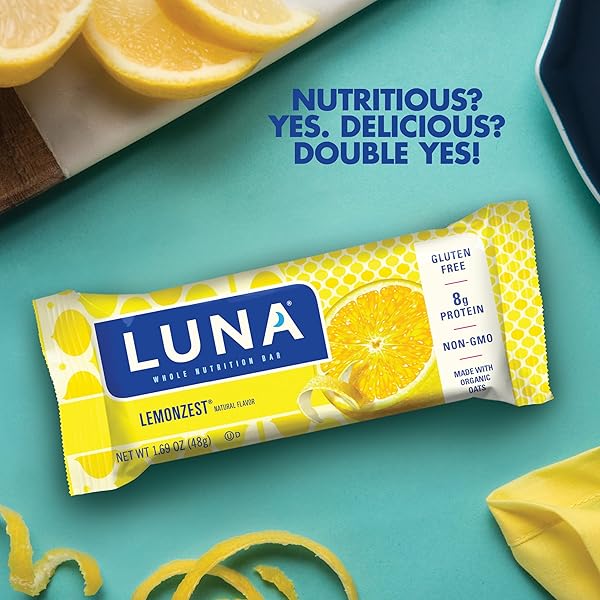 LUNA BAR – LEMONZEST FLAVOR – GLUTEN FREE SNACK BARS – NON-GMO – PROTEIN BARS – MADE WITH ORGANIC OATS – VALUE PACK (12 PACK)