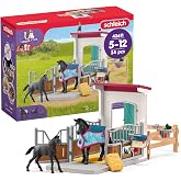 Schleich Horse Club - 34Pc Horse Stall With Mare And Foal - Kids 5+ | 42611 | Horse Figurine, Equestrian Toy for Girls 5+, Realistic Horse Toy, Screen-Free Imaginative Pretend Play, Party Gifts