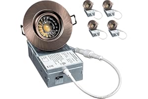 YUURTA (4-Pack) 3 Inch Eyeball Gimbal LED Pot Light (Downlight), Color Selectable 5CCT: 2700K-5000K, CRI90, 120V, 8W Dimmable