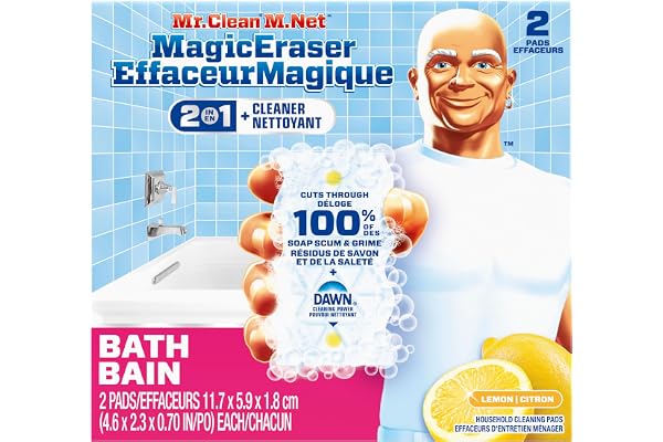 Mr. Clean Magic Eraser Sponge, Bathroom Cleaner, Shower Cleaner, Tub Cleaner, Soap Scum Remover, Bathroom Cleaning Supplies,