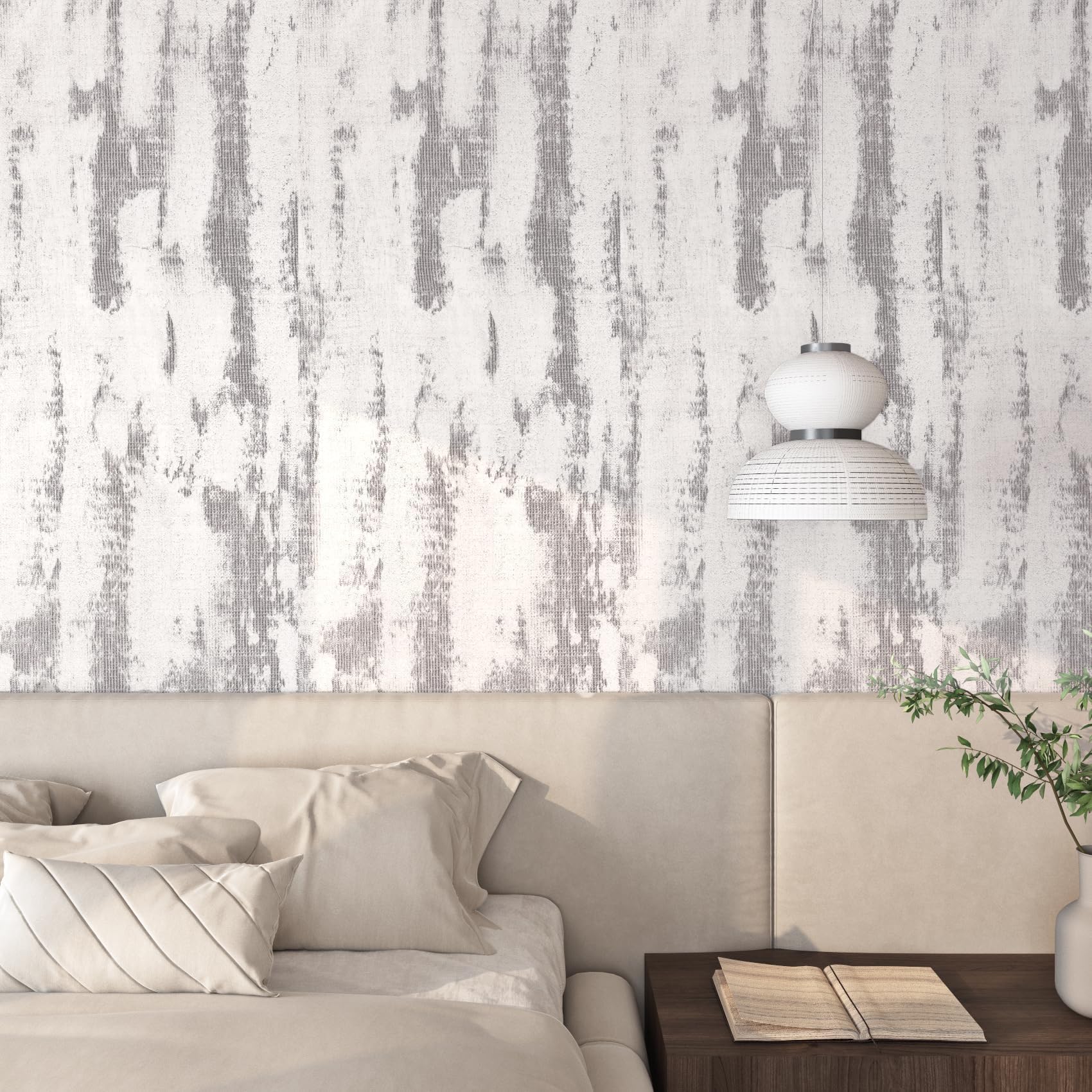FunStick 40CM×6M Peel and Stick Wallpaper Light Grey Concrete Living Room Wallpaper Sticky Vinyl Wrap for Furniture Grey White Sticky Back Plastic for Cupboards Kitchen Bathroom Concrete Effect Grey