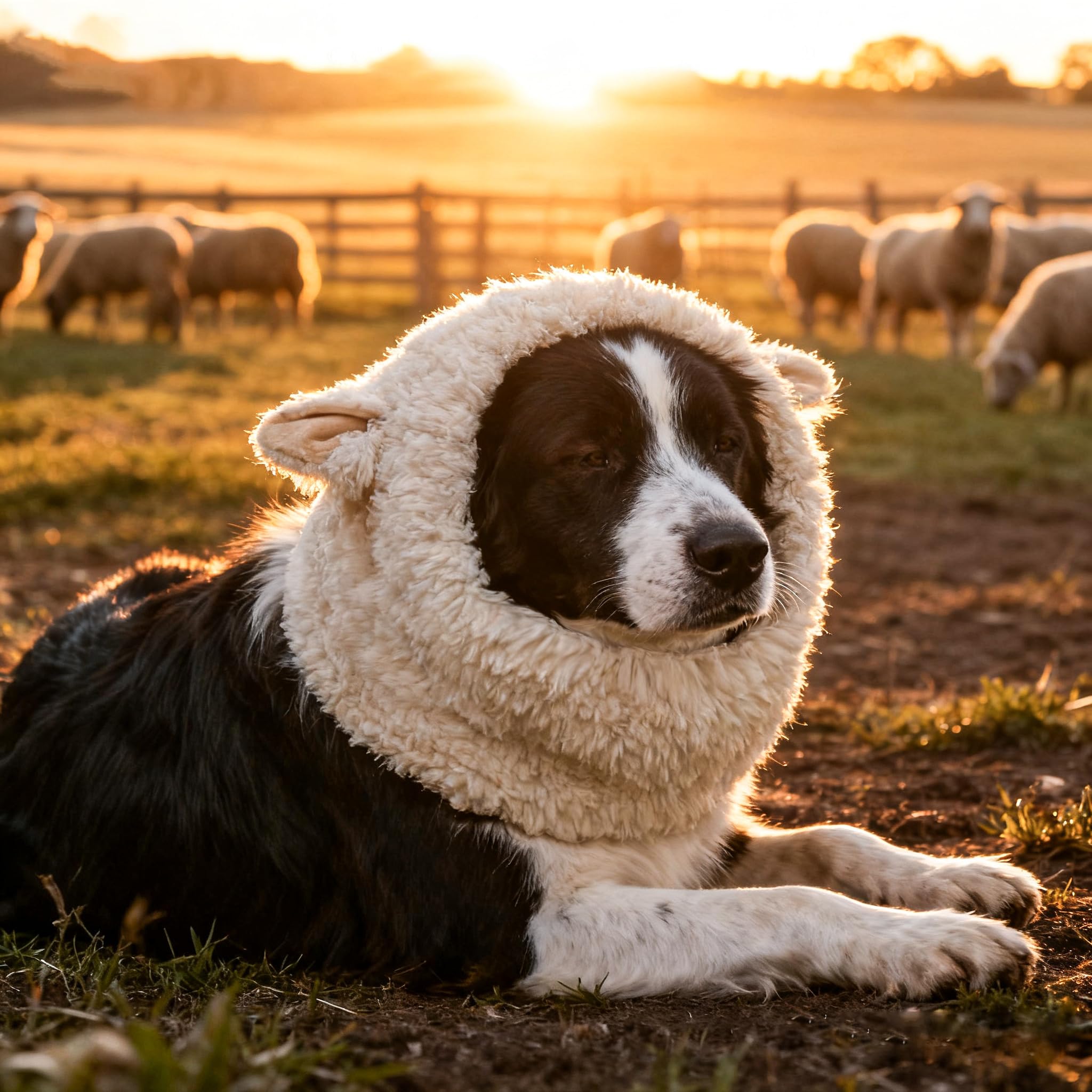 Onmygogo Funny Reideer Pet Costumes for Dog, Cute Furry Pet Wig for Halloween Christmas, Pet Clothing Accessories (Sheep, Size M)