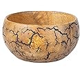 GoCraft Fractal Burn Wood Bowl, Decorative Bowl Small, 6" Diameter x 3" Height, Single Bowl