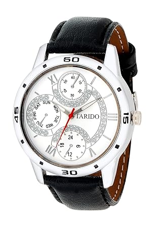 Tarido Styles White Round Dial Analog Wrist Leather Watch for Men