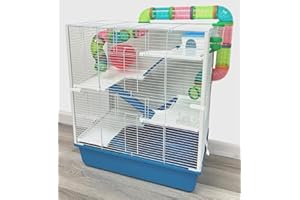 MCAGE Extra Large 23" Multi-Tiers Easy Setup Hamster Palace Gerbil Habitat Mouse House Mice Home Critters Cage Complete Set of Accessories Expandable Customizable Hide House Food Bowl Running Wheel