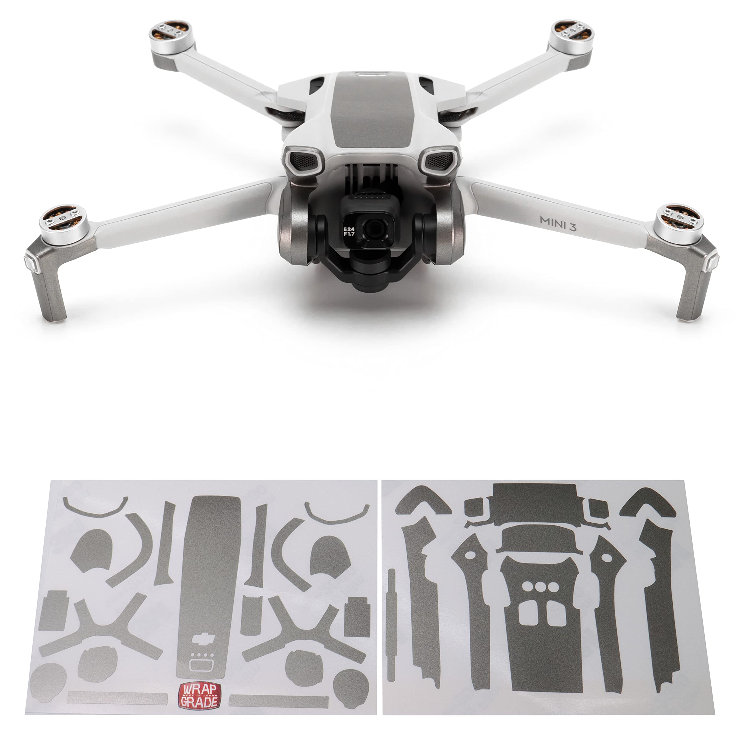 WRAPGRADE Skin Stickers Compatible with DJI Mini 3 | Accent Color (TITANIUM) — image 1