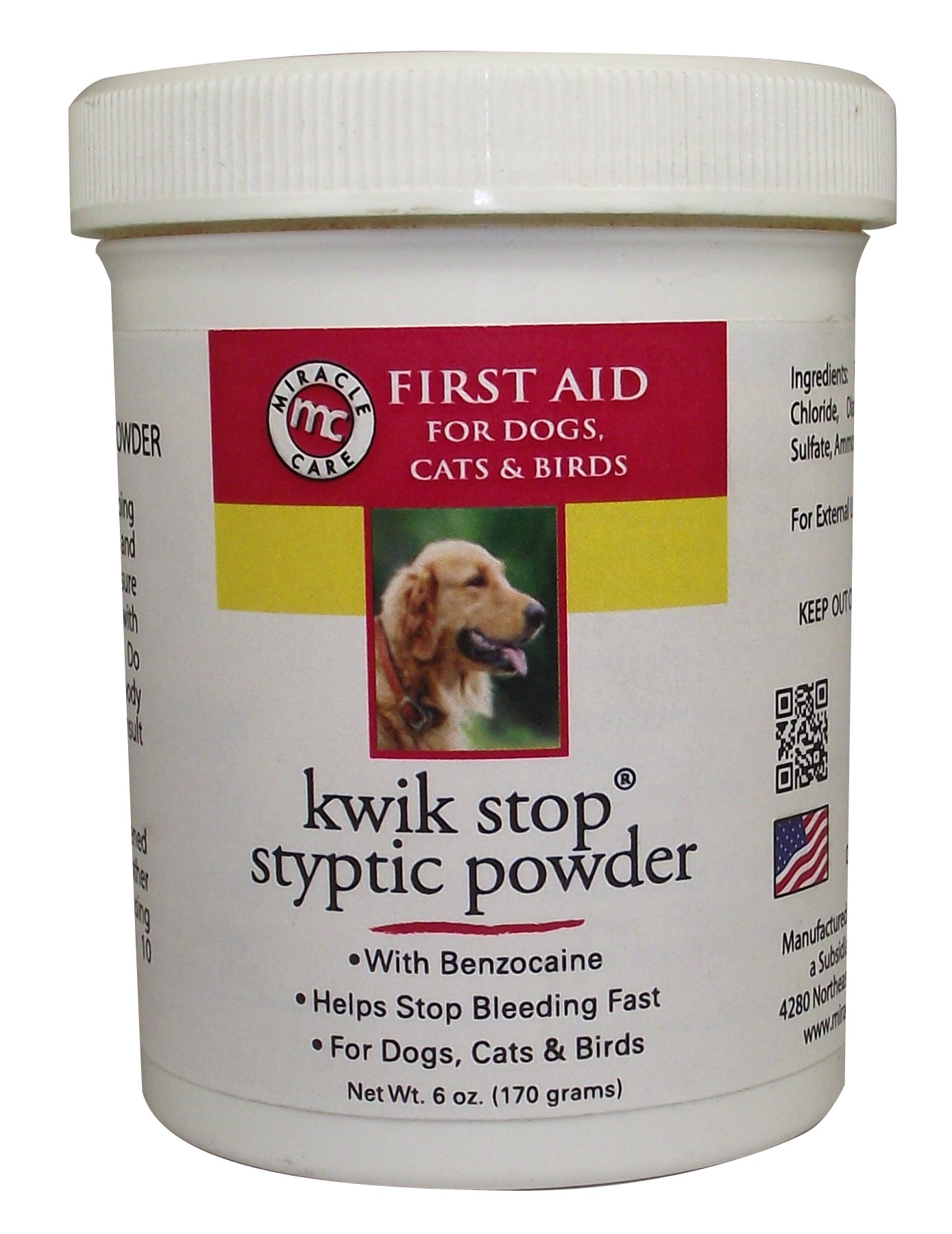 Miracle Care 423636 KwikStop Styptic Powder 6 Ounce Resealable Tub