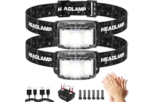 Headlamp Rechargeable 2 Packs,2000 Lumen Super Bright Motion Sensor 16 Modes (Individual Control) LED Headlamp,Waterproof Lig