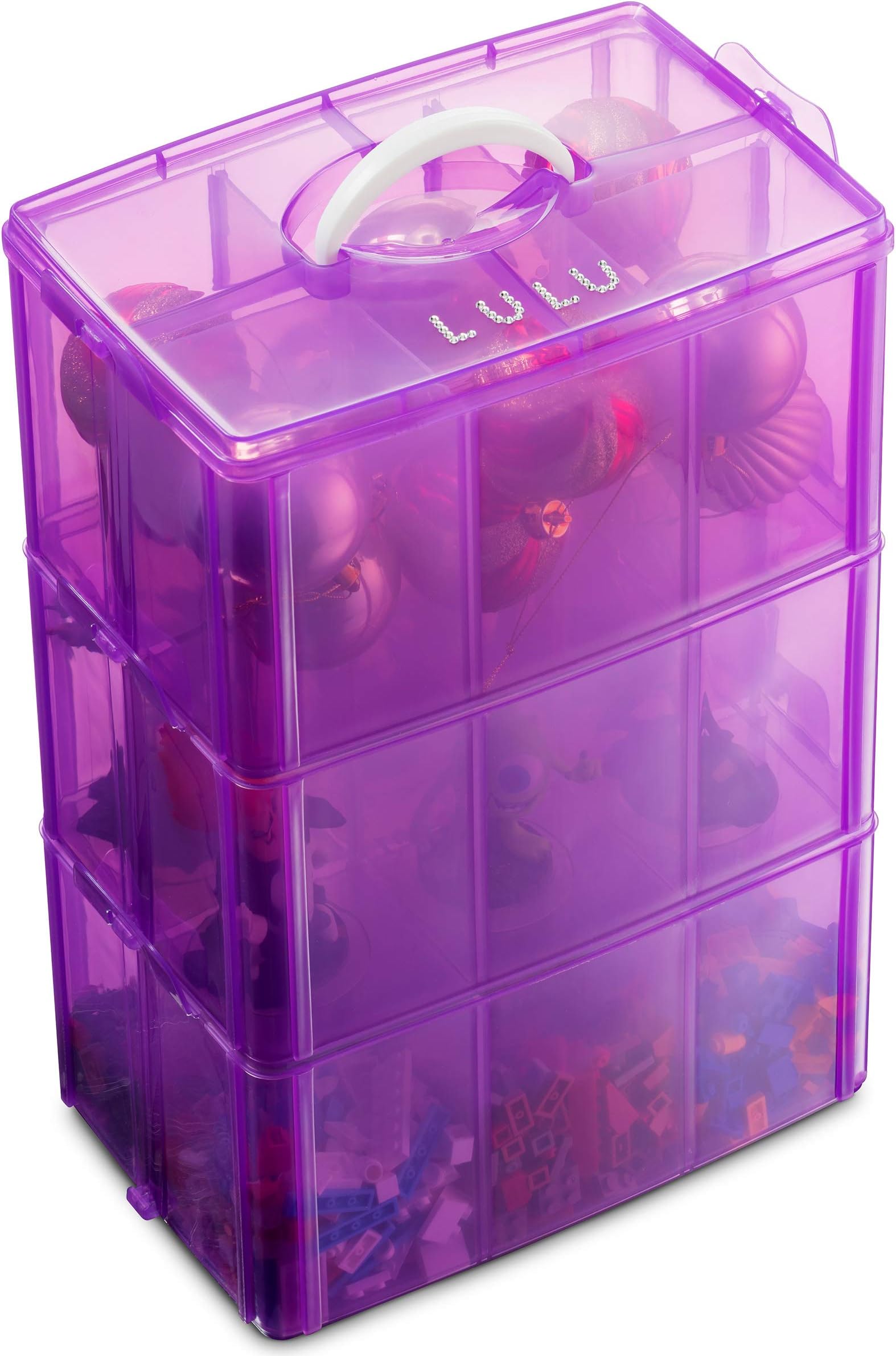 LifeSmart Medium Size Christmas Ornaments Storage Stackable Compatible with Lego Dimensions, Characters, LOL Dolls and More