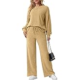 GRECERELLE Women's 2 Piece Outfits Winter 2025 Oversized Chunky Knit Sweater Top And Wide Leg Pants Lounge Set Sweatsuit