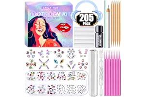 CRAZYTHUR Teeth Jewelry, 205Pcs Shining DIY Teeth Gems Kit,Fashionable Gems for Teeth, Professional Tooth Gems, Teeth Jewels Crystal Reflective Tooth Gems for Teeth Starter Kit