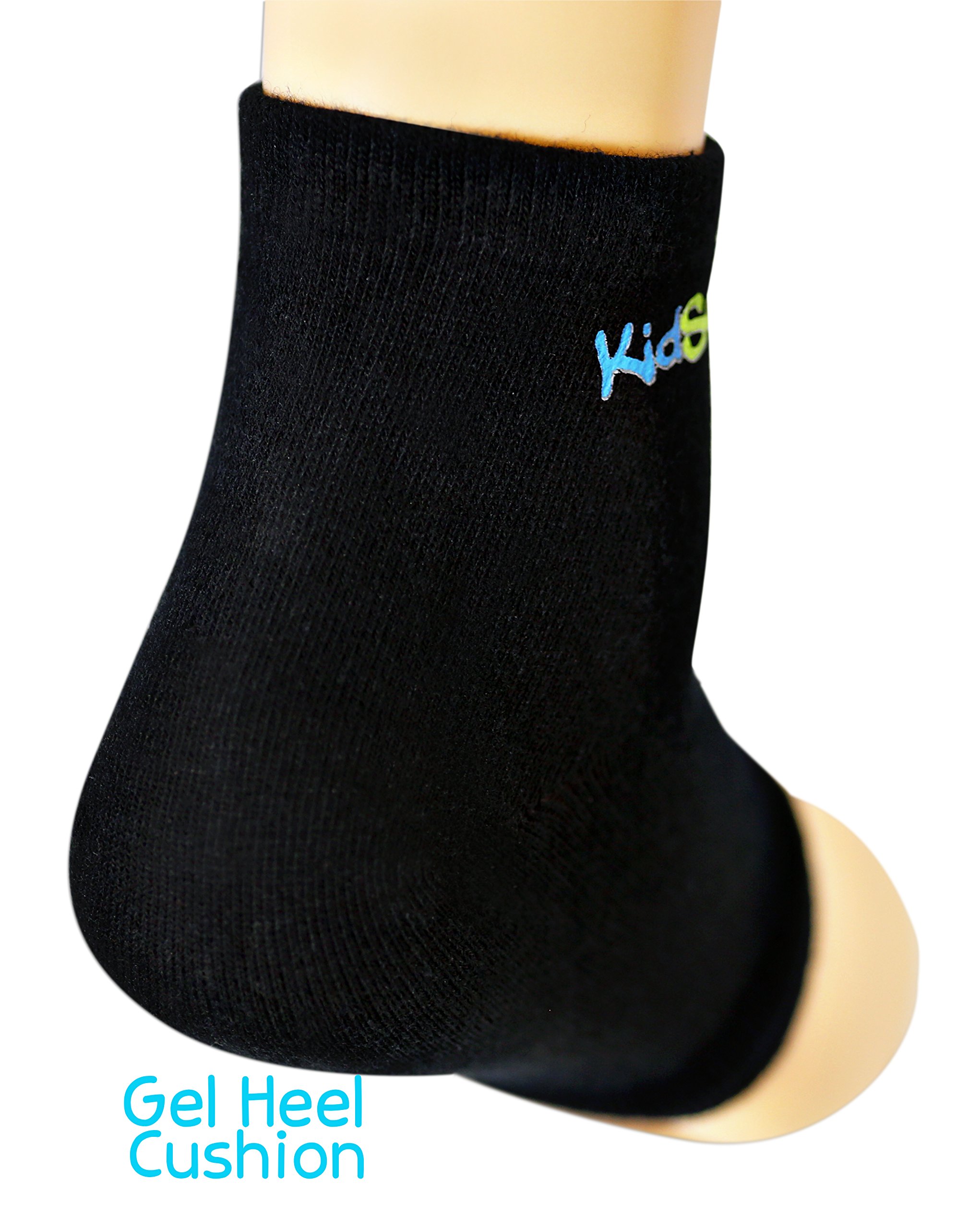 KidSole KidSole RX Gel Sports Sock for Kids with Heel Sensitivity from Severs Disease, Plantar Fasciitis. US Kid's Sizes 2-7 (Black)