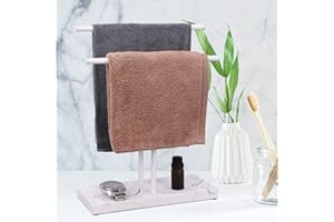 LKKL Double-T Hand Towel Holder and Accessories Jewelry Stand, Countertop Towel Rack Tree Stand with Marble Pattern Jewelry T