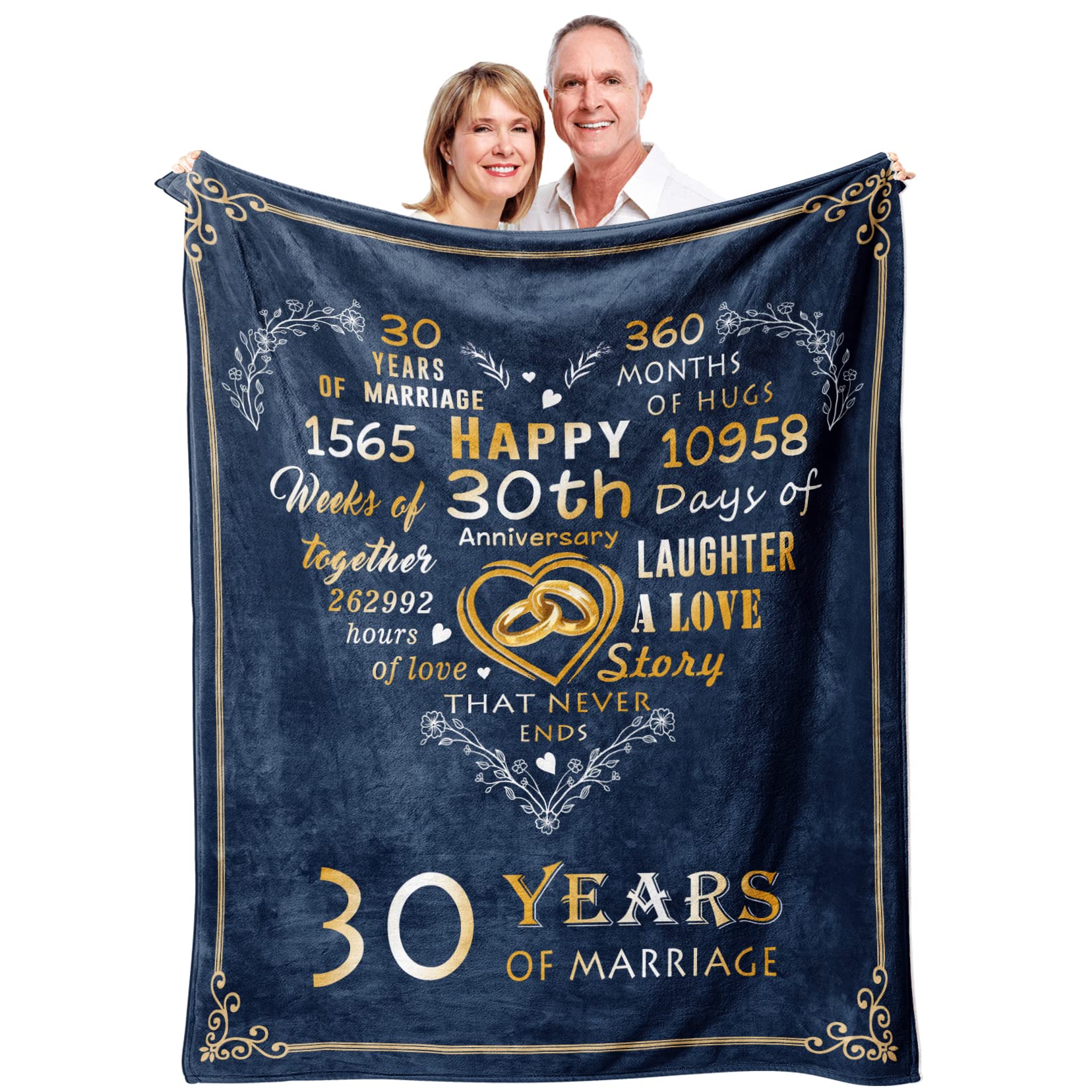 Photo 1 of Mosslink Gifts for 30th Anniversary Blanket, 30th Pearl Wedding Anniversary Couple Gifts for Dad Mom Parents Friends, 30 Years of Marriage Throw Blankets for Husband Wife Her Him 50"x60"