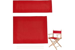 AHANDMAKER 1 Set Chair Replacement Canvas, Red Casual Directors Chair Cover Kit Replacement Canvas Seat and Back with Wood Stick Easy to Clean for Director Makeup Chair, 18.7x14.96/20.47x6.5 inch