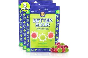Better Sour Gummies - Guava, Calamansi, Ume - Naturally Flavored, Plant-Based, Low Sugar, Healthy Sour Gummy Candy – 3g sugar/60 cal per 1.8 oz Bag, Healthy Treats for Kids & Adults (Pack of 3)