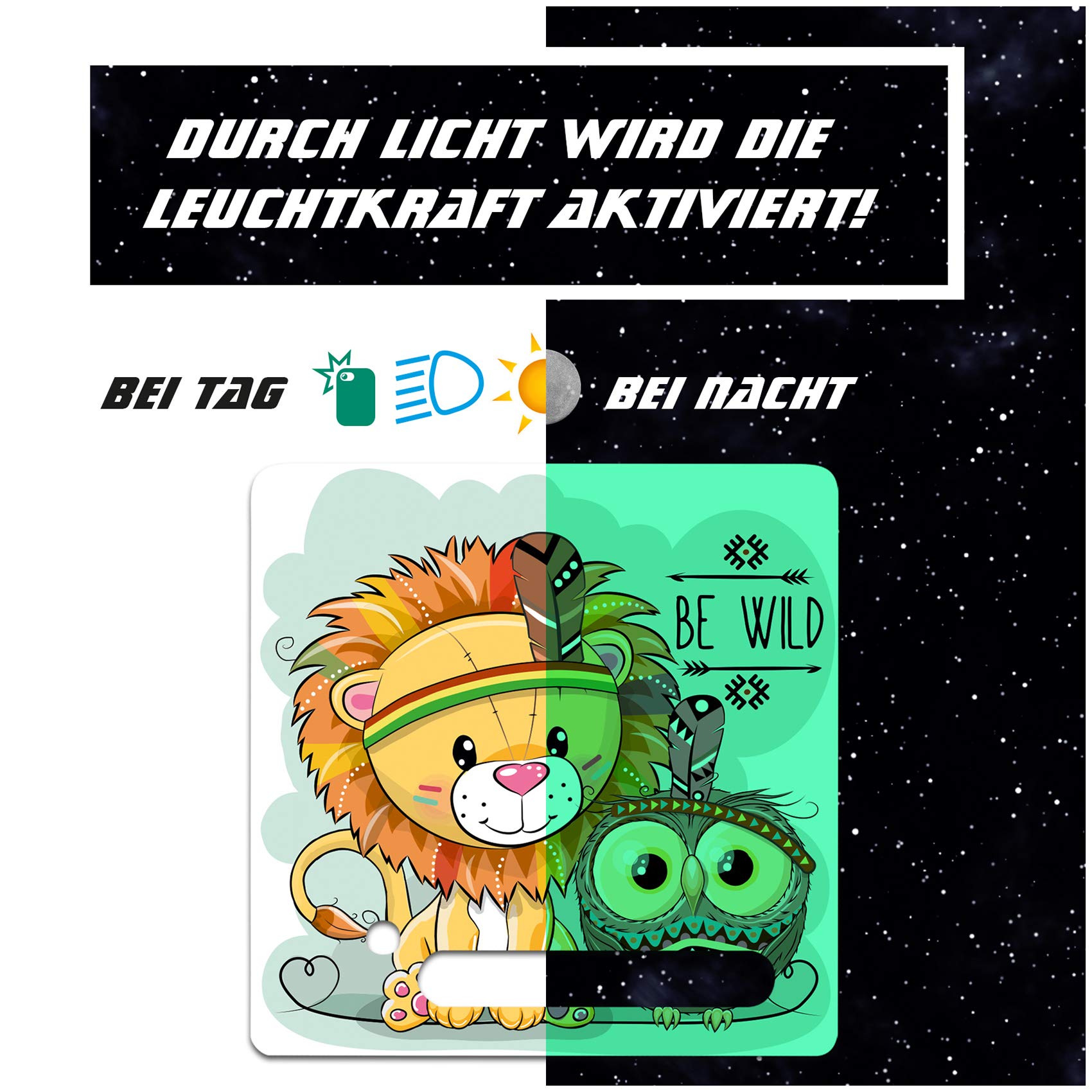 yabaduu Protective Film Cover for Toniebox Perfect Fit Self-Adhesive Child-Friendly Film Accessories for Children Toys (Y031-46 Lion with Owl, Glow-in-the-Dark)