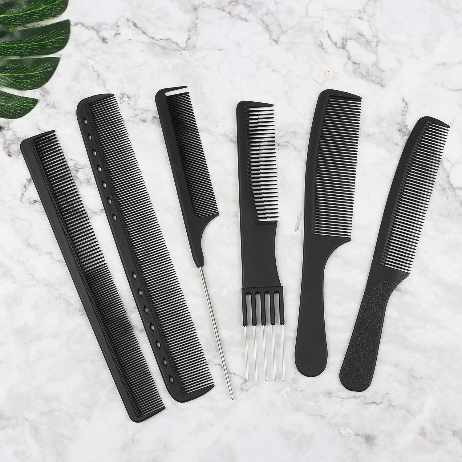 WBCBEC 6PCS Hair Stylists Styling Comb Set, Black Carbon Anti Static Heat Resistant Hair Styling Comb Set for All Kinds of Hair Types & Styles: Beauty