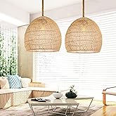 Arturesthome 1 Light Natural Rattan Pendant Light Fixture,Woven Pendant Light Wicker Chandelier,Hanging Ceiling Light,Handmad