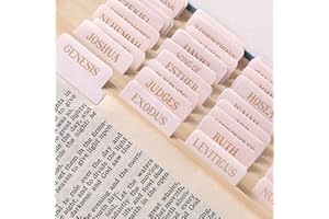 VYRANA Laminated Bible Tabs, Gold Foil Embossed Lettering Bible Chapter Index Tabs for Women Men, Reposition Large Print Sticky Labels, Easy to Read and Apply, 105Chapters Labels for Easy Navigation (Creamy)