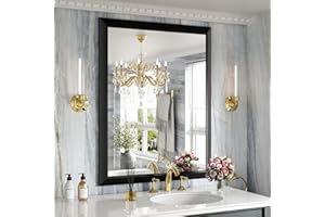 Amorho Black Bathroom Mirror, 28x36 Inch Thick Metal Framed Wall Mirrors for Over Sink, Bedroom, Living Room, Entryway, Rectangle Wall-Mounted Mirrors(Horizontal/Vertical).