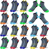 JAMEGIO Boys Socks 18 Pairs kids Half Cushion Low Cut socks Sport Ankle Athletic Sock for Little Big Kids Size Age 3-14 Years