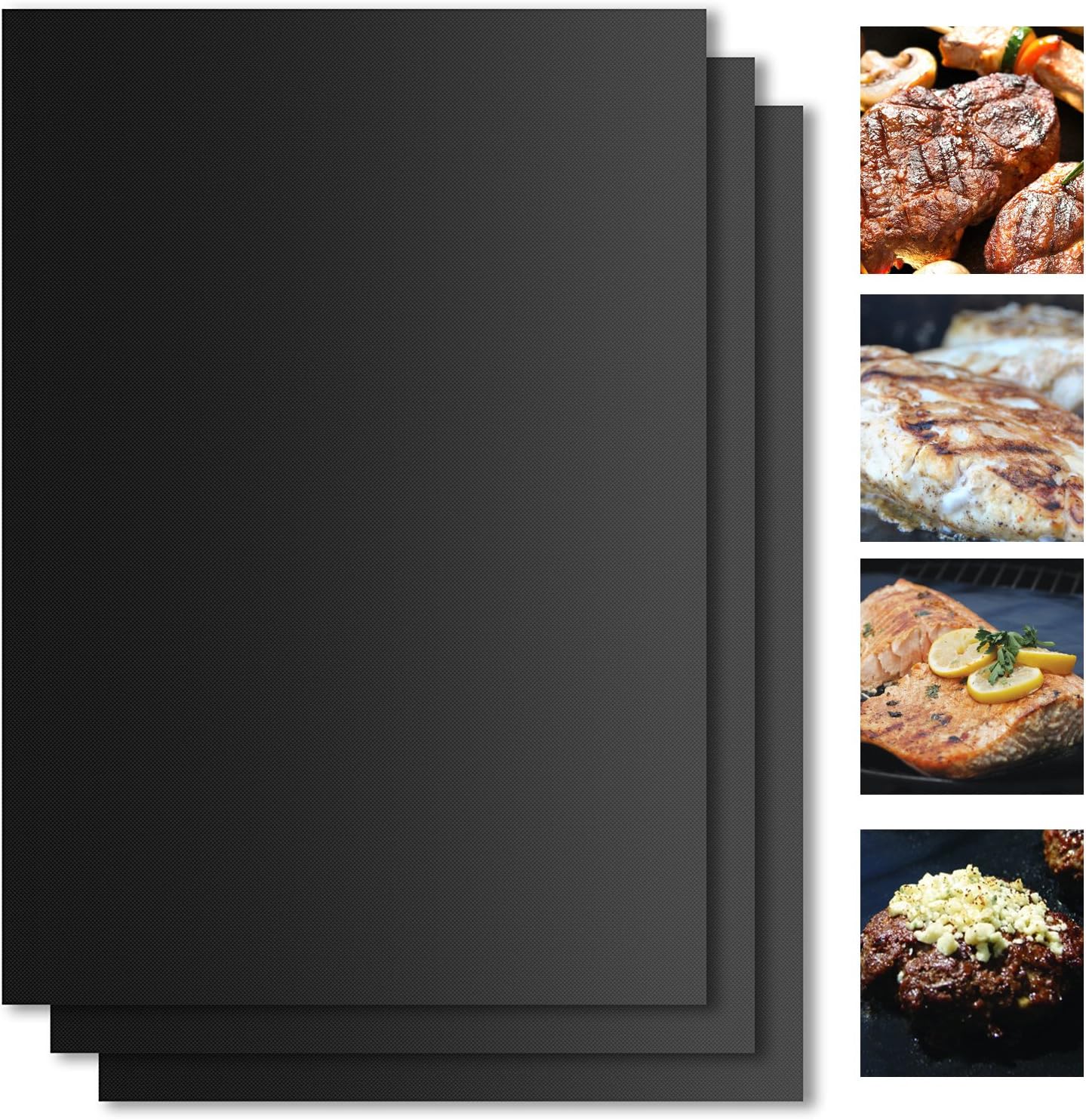 BBQ Grill Mat Set VEAMA Non Stick Oven Liner BBQ Mats Teflon Cooking Mats & Baking Mats Perfect for Baking on Gas, Charcoal, Oven and Electric Grill, Heat Resistant Barbecue Sheets (16" x 13")