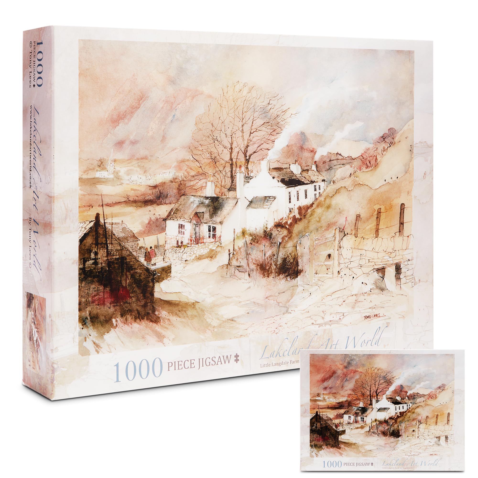 Lakeland Art World 1000 Piece Jigsaw Puzzles for Adults, Lake District, Little Langdale Farm & Lakes - Measuring 68.5 x 49cm for a Stunning Landscape Experience