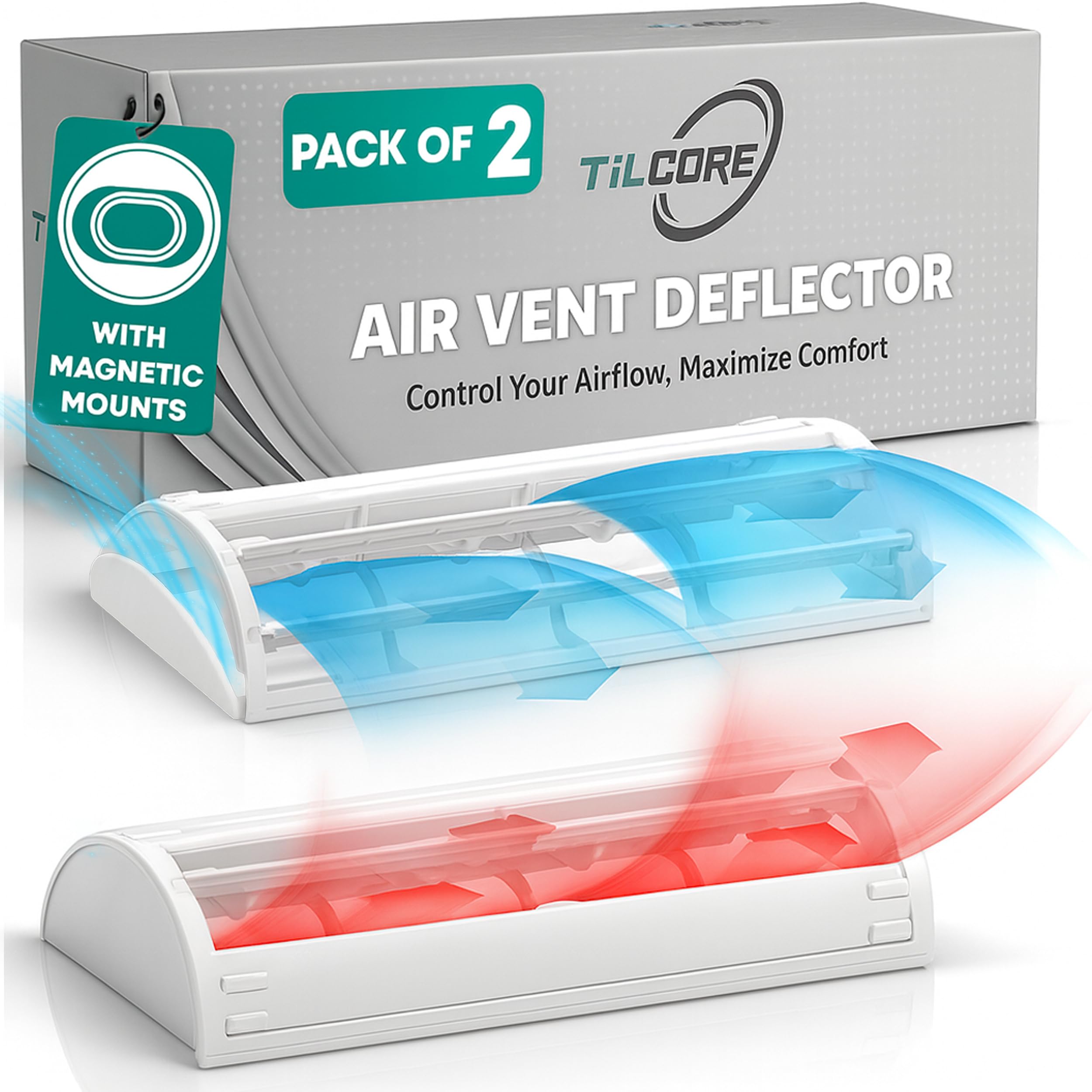 Photo 1 of Air Vent Deflector with 6-Way Multi-Directional Airflow - 10x4", 2-Pack Heat Register Cover: Magnetic Vent Covers for Home Floor, Air Conditioner Deflector, Heater Diverter for Wall, Ceiling, AC Duct