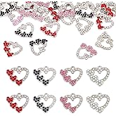 Beadthoven 24pcs Heart Rhinestone Charms Valentine Heart Crystal Charms Platinum Plated Alloy Diamond Pendants Shiny Sparkly Gems Metal Dangle Beads for Bracelets Necklace Earring Jewelry Making