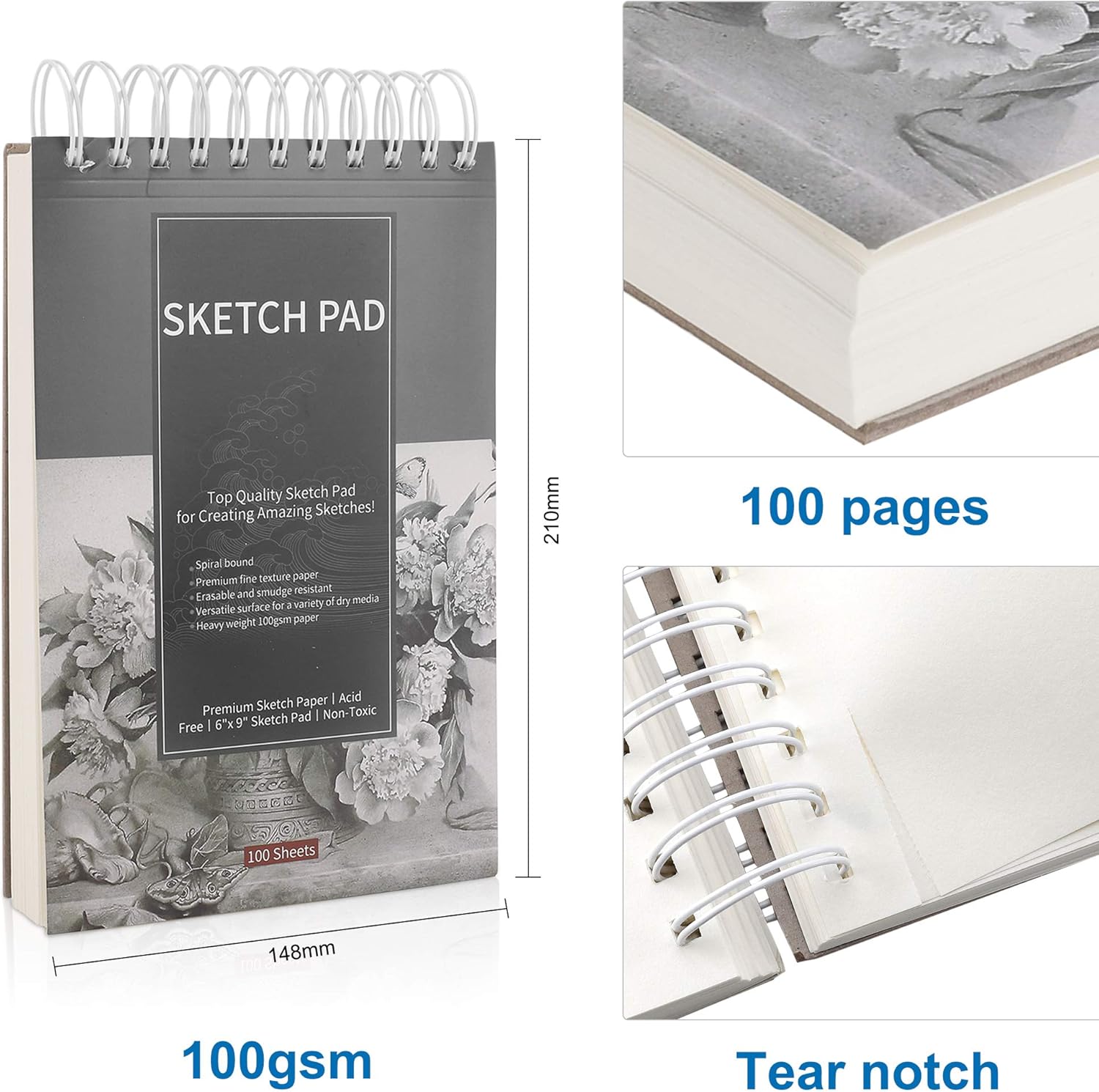 Drawing Pencils Sketch Art Set-40PCS Drawing and Sketch Set Includes 18 Sketching Graphite Pencils, Graphite and Charcoal Pencils, 100Pages Sketch Pad and Accessories : Office Products