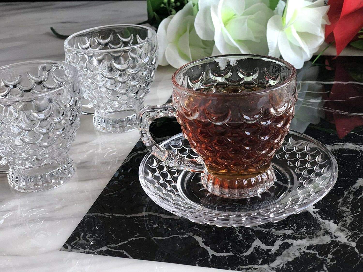 Buy HEAVEN DIZ Z Crystal Bubble Glass Tea & Cup with Saucer,210 ml Set