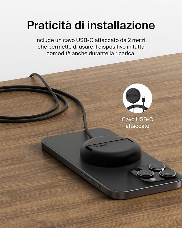 BoostCharge Pro Caricatore Wireless Magnetico 15W, Base con Supporto