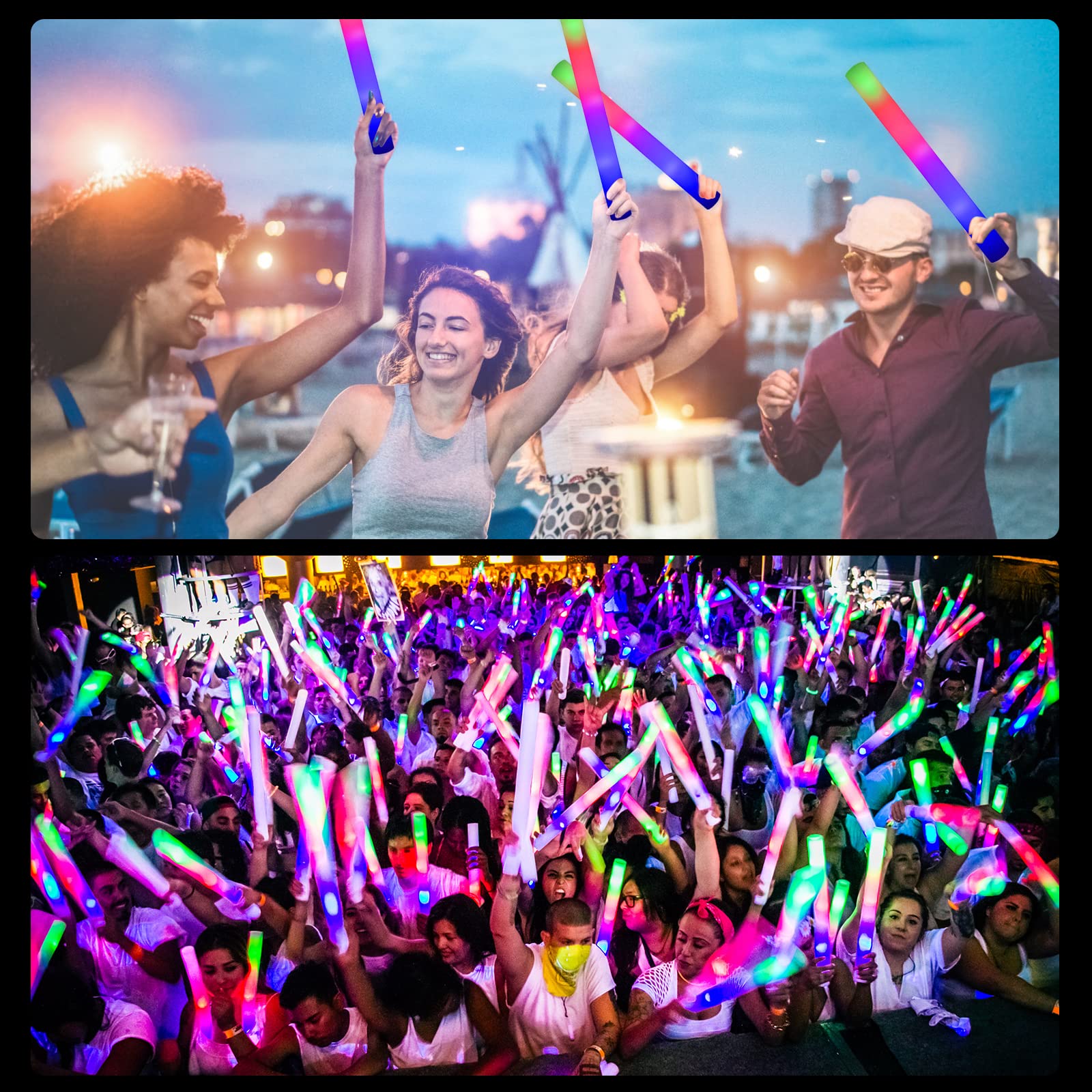 Taotuo Glow Sticks Bulk, 20 Pack LED Light Up Foam Sticks 3 Modes Color Flashing,Glow Party Supplies for Wedding Birthday, Raves, Concert, Camping, New Year, Carnival, Halloween Christmas